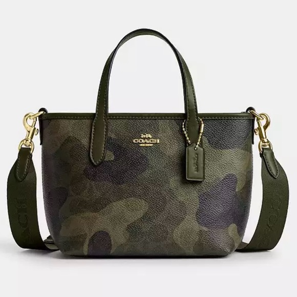 NWT ❤️ COACH CITY MINI TOTE BAG IN SIGNATURE CAMO PRINT CW033 Crossbody - Picture 12 of 12